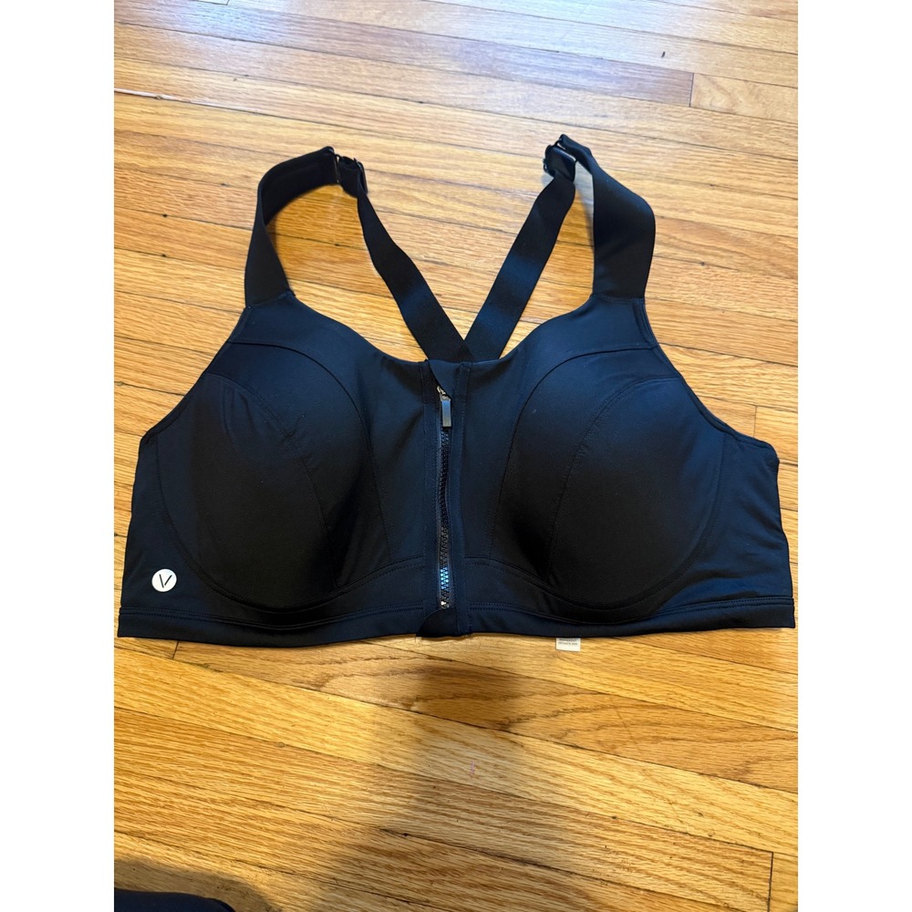 Livi Lane Bryant Black Max Support Underwire Zip Front Sports Bra 44DD